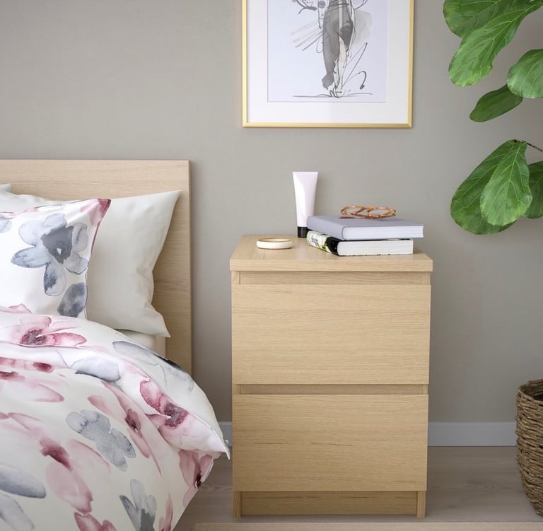 IKEA MALM White Stained Oak Veneer - Selling as a Pair