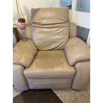 Light tan leather armchair 
