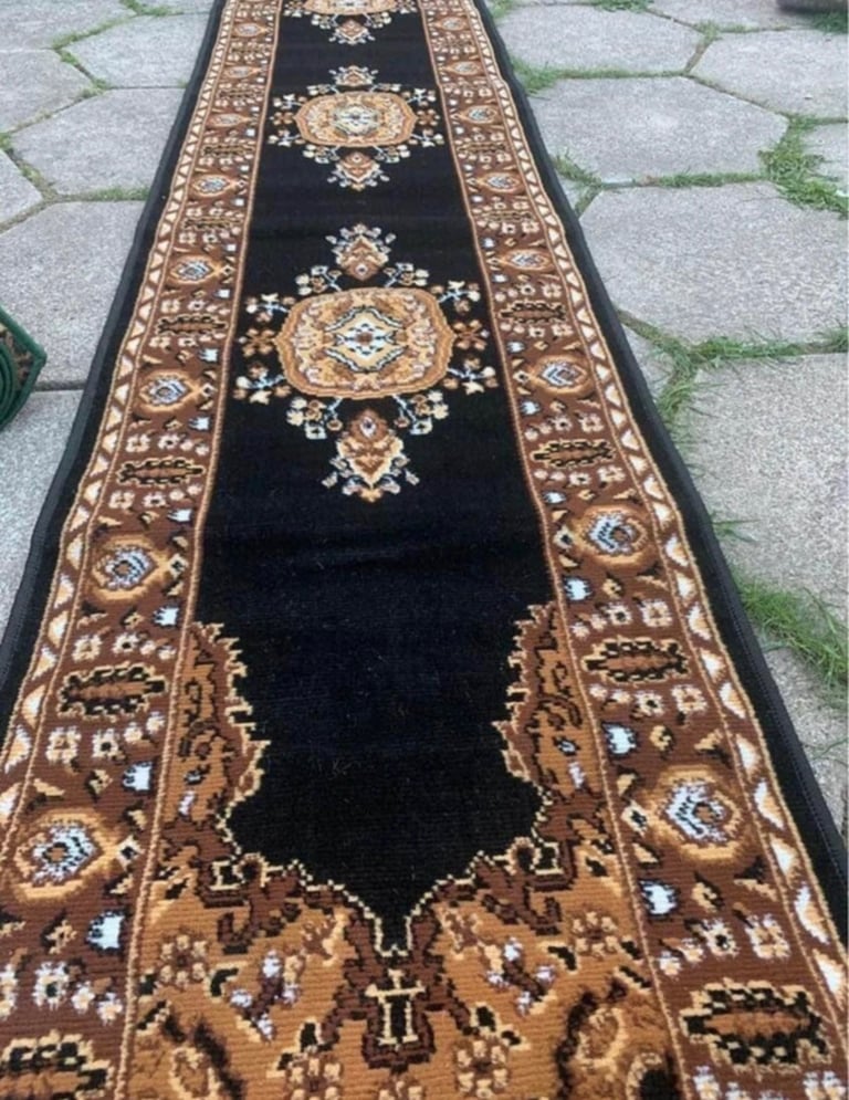 image for Brand new Black runner rug carpet size 300x80cm black rug hallway corridor £40