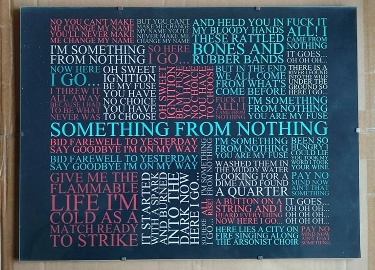 Foo Fighters 'Something From Nothing' Song Lyric Print Framed - Very Good Condition