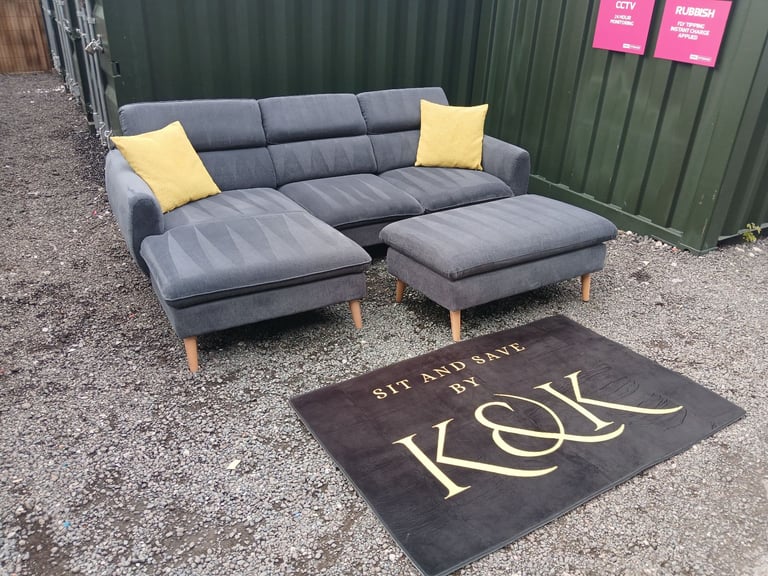 Grey chaise sofa corner L shape 3 seater FULLY CLEANED DELIVERY AVAILABLE 
