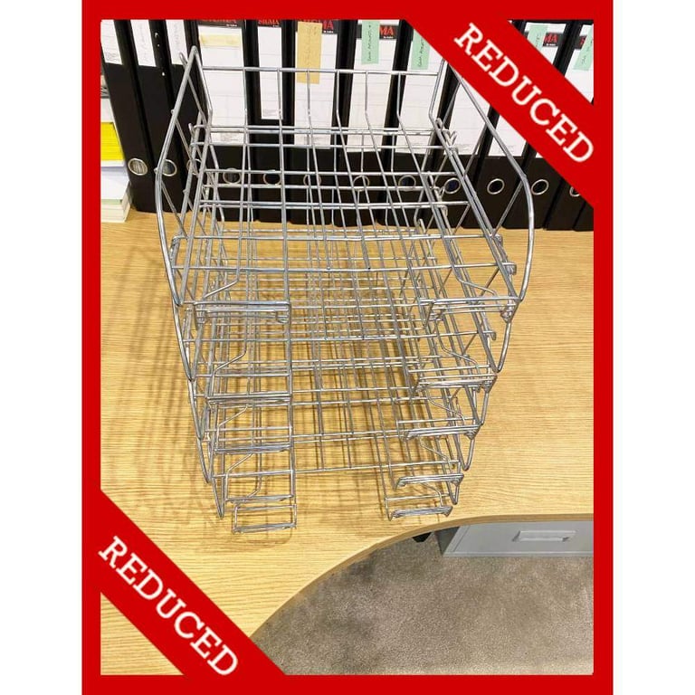 NEW FIVE Chrome Wire Frame Desk Filing Trays 5 Steel Home Office Admin Paperwork In Tray RRP £49.95