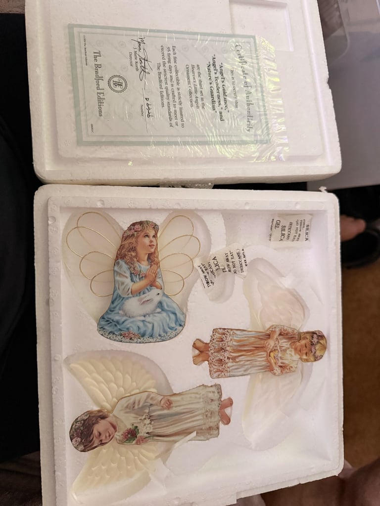Full Set of 12 Bradford Editions Porcelain Angel Ornaments - Mint w/ Boxes & COAs
