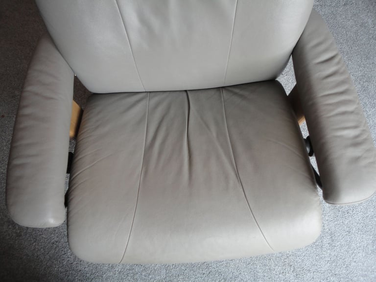 Quality ekornes leather stressless swivel recliners x 2 with footstools as pictures, £500 EACH chair