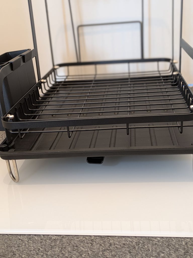 2 tier dis drainer, large kitchen dish rack with utensil + cup holder 