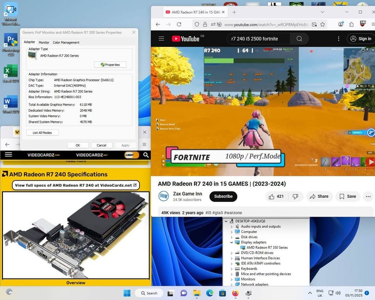 Gaming PC + 16 Games + R7 240 (i5, Fortnite, Red Dead, GTA 5, Silksong, Video Editing, Computer, PC