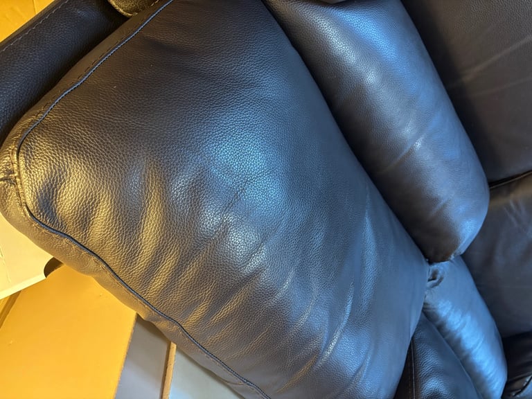 3 Seater Leather Power Recliner Sofa and Footstool Chaise/Corner