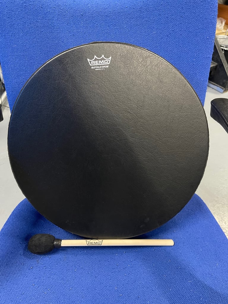 Black Remo Bahia Buffalo Drum 16" Earth Bass Comfort Synthetic Skin Hand Folk