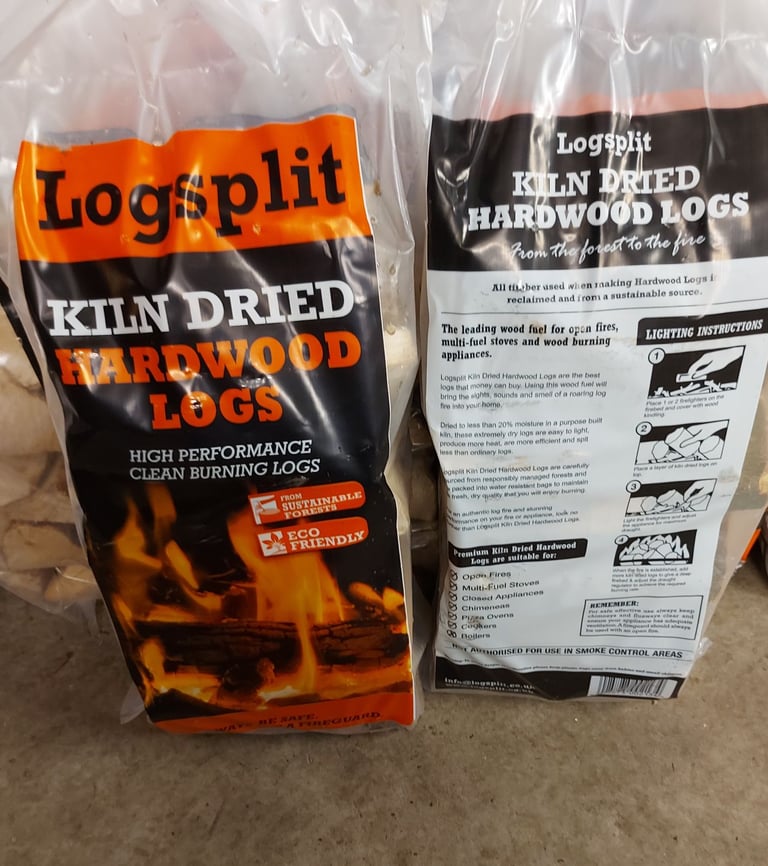 🔥 Hardwood Kiln Dried Firewood (100% Ash) - Kindling - Softwood Netting Bags - Smokeless Coal 🔥 