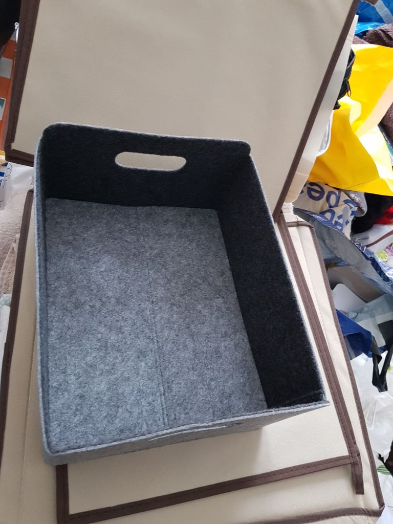 image for IKEA BESTÅ Box, grey, 25x31x15 cm, This smaller box in moulded felt with handles