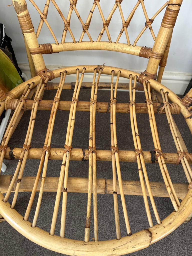Vintage bamboo wicker chair 