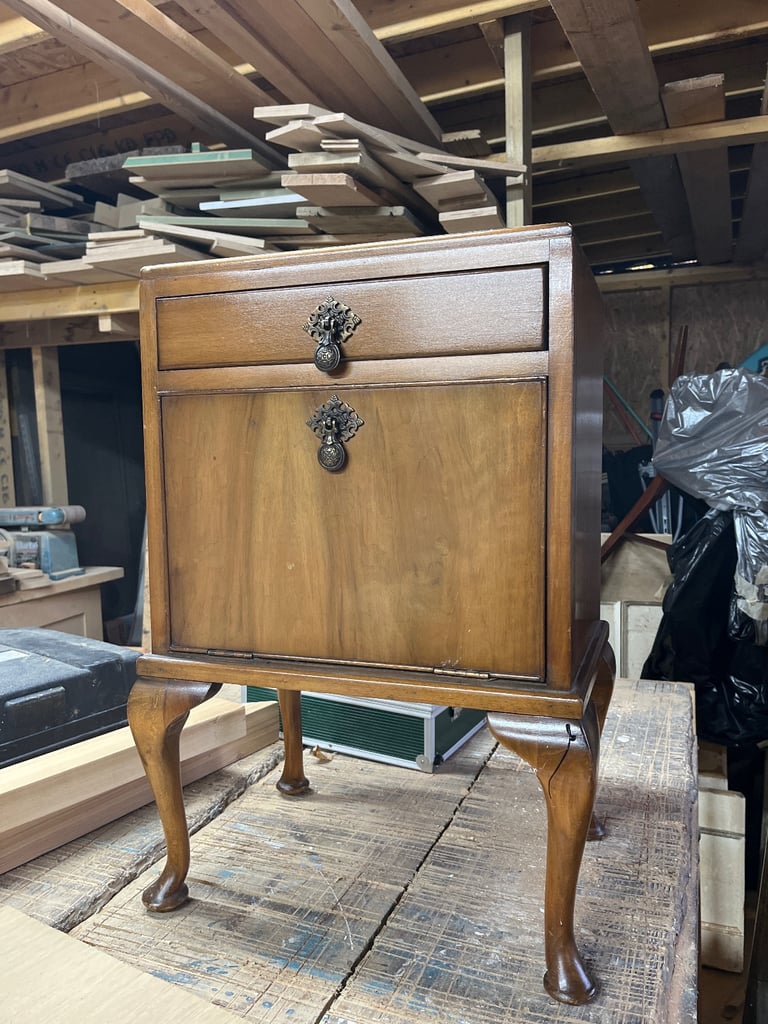1970s Vintage Bedside Table Solid Wood