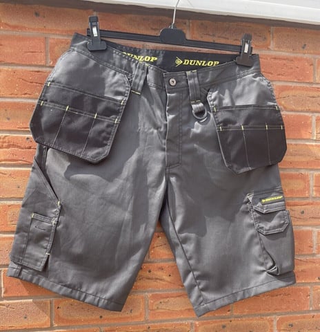 Dunlop Men s On Site Short Safety Cargo Shorts Pockets Grey