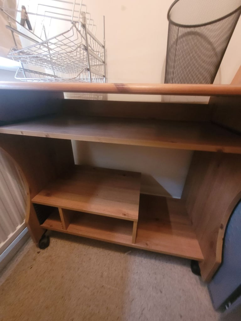 Computer desk - filing cabinet - bin and rack