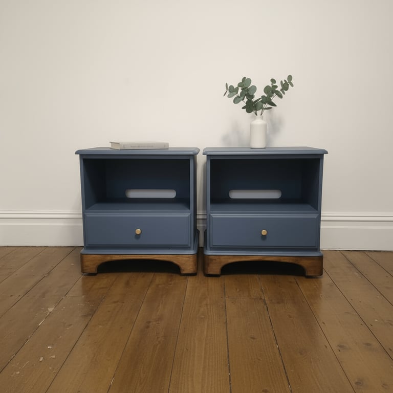 image for Refurbished Large Solid-Wood Bedside Tables (Pair)