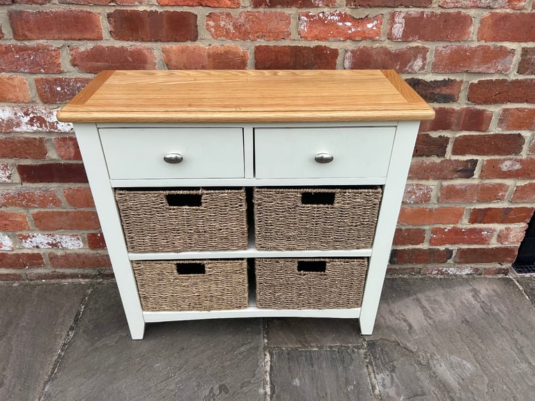 Oak & White Painted Console Table - Good Condition 