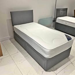 Single Bed With mattress Grey Colour 