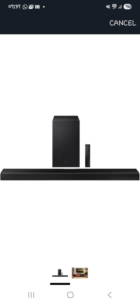 Samsung Q600C sound bar and bass box