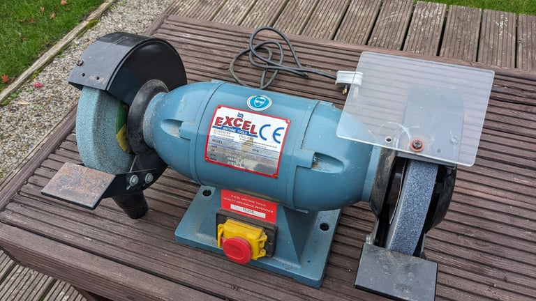 image for Excel Machine Tools GR-B202 8-inch heavy-duty industrial bench grinder 