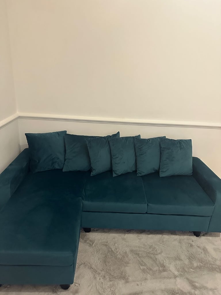 image for Teal Corner Sofa – Modern, Comfortable & Stylish