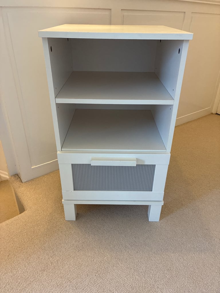 image for Ikea ANEBODA Tall White Bedside Table