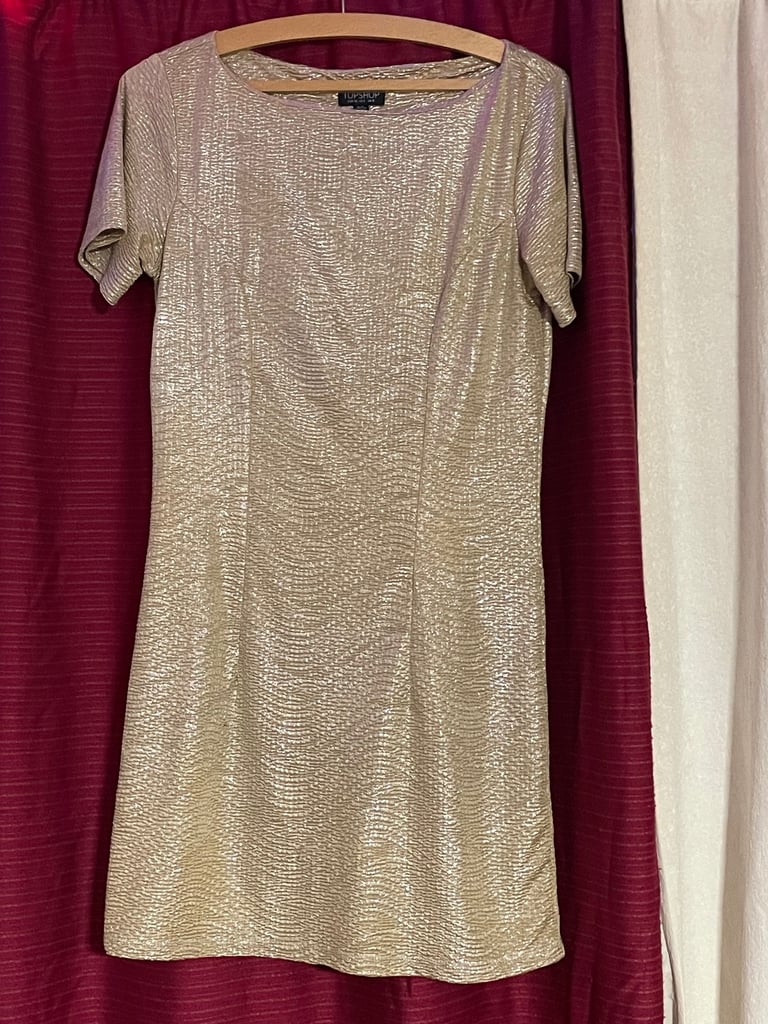 Topshop Gold Coloured Dress Size 8 Women’s Ladies