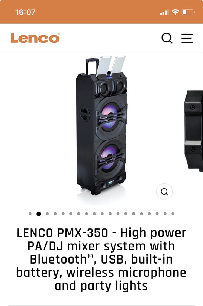 image for Massive Lenco PMA350 speaker on wheels for transporting 