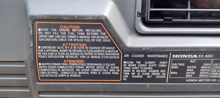 Honda EX650 Petrol Generator