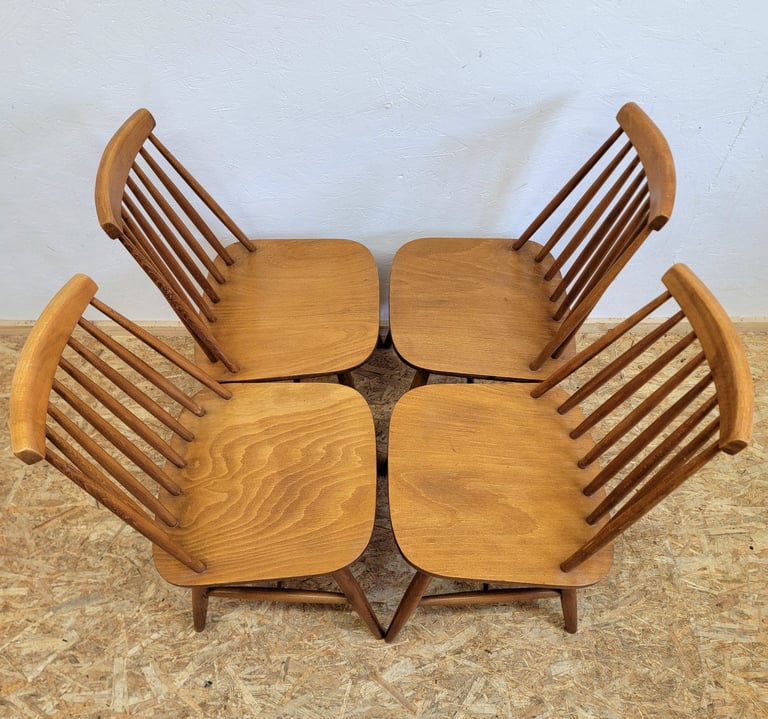 Set 4 x Retro 70s IKEA Tellus Teak Finish Dining Chairs - Mid Century G-Plan Era