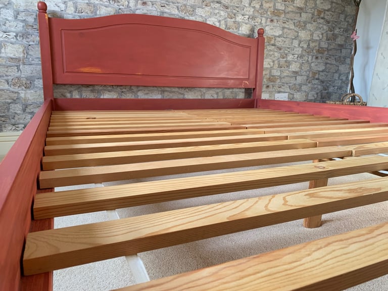 Shabby chic style bed frame – king size, solid pine wood