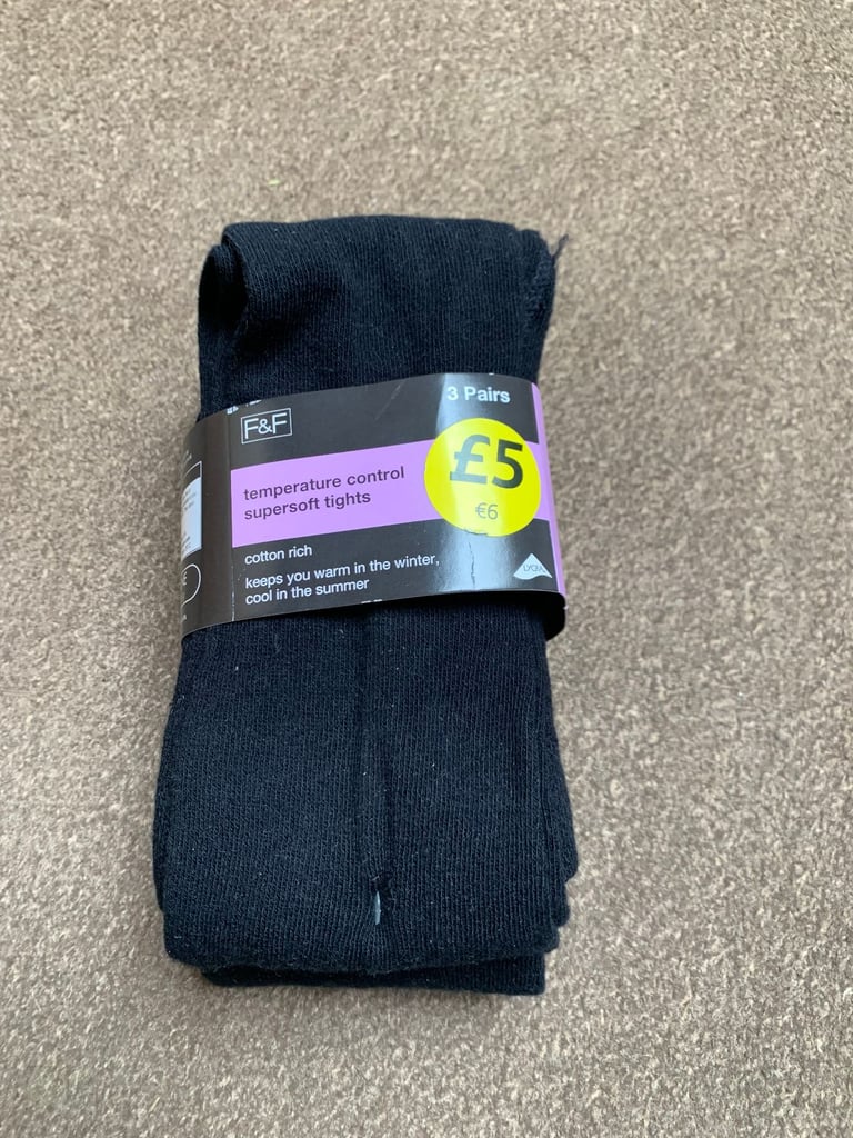 image for NEW 2 pairs of temperature control supersoft tights age 11-12 years