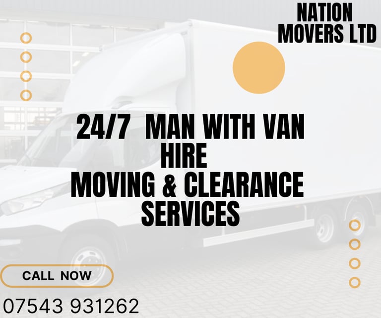 image for UK WIDE MAN AND VAN HIRE 24/7 HOUSE OFFICE MOVING FURNITURE PIANO RUBBISH REMOVALS