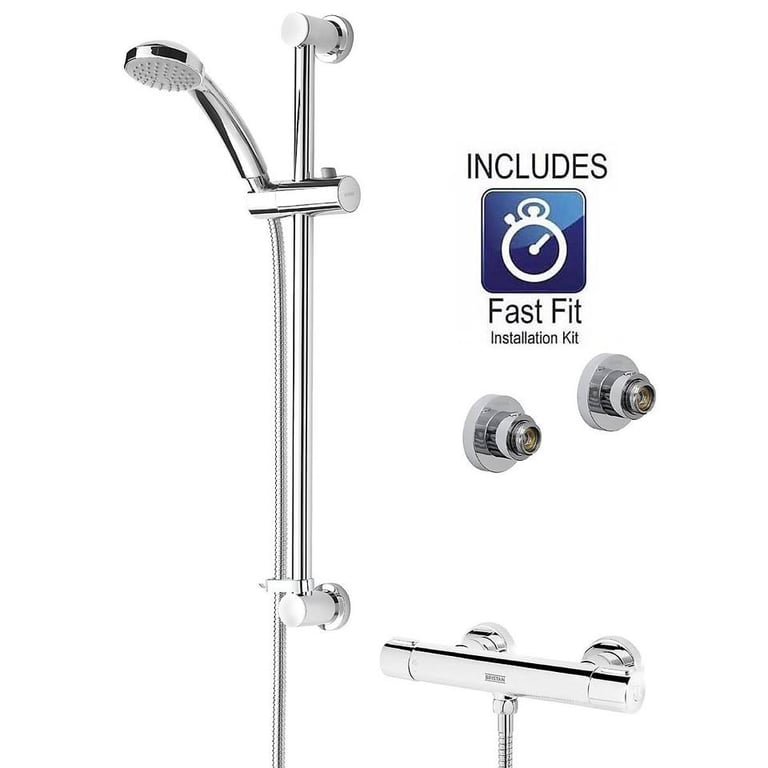 New Bristan Frenzy Bar Mixer Shower Head Thermostatic Chrome Exposed Cool Touch Bar Kit Set Taps