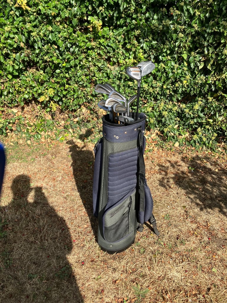 Men’s Golf Clubs Ideal Starter Set Driver 3 Wood & Irons With A Cart Bag 