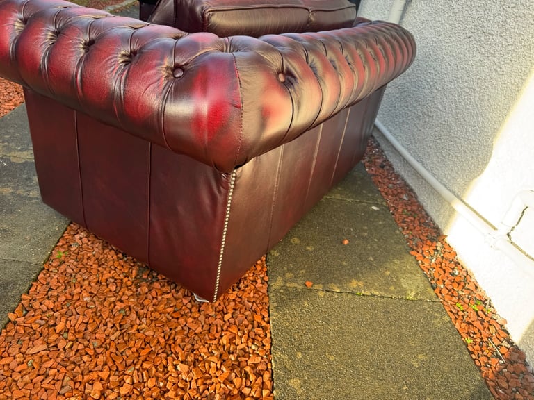 LIKE NEW! Chesterfield Genuine Leather Sofas - (Matching pair 2+2)