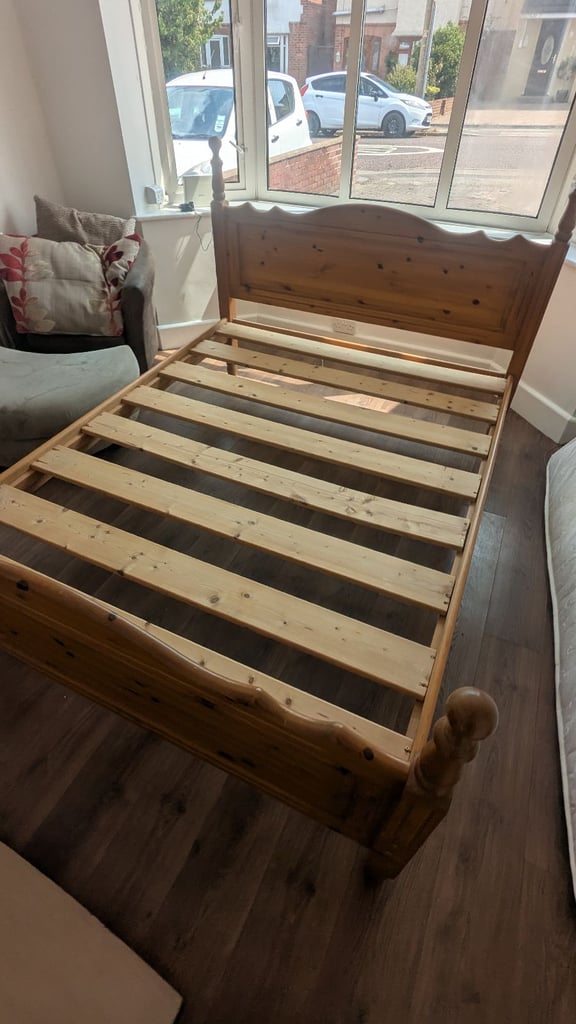 King Size Double Bed, Pine, Solid Wood