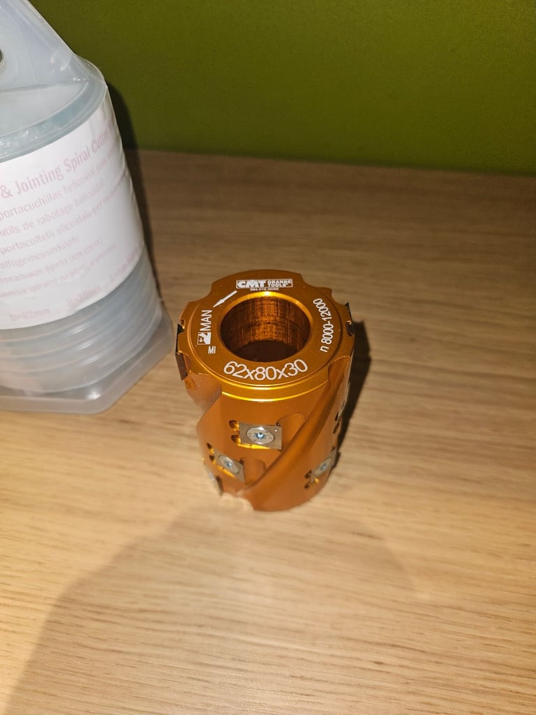 CMT 694.018.30 spiral cutter block spindle moulder  Axminster 62mm dia 80mm height 30mm bore