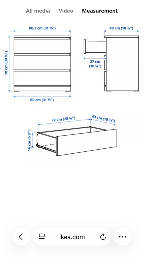 Ikea chest of 3 drawers 