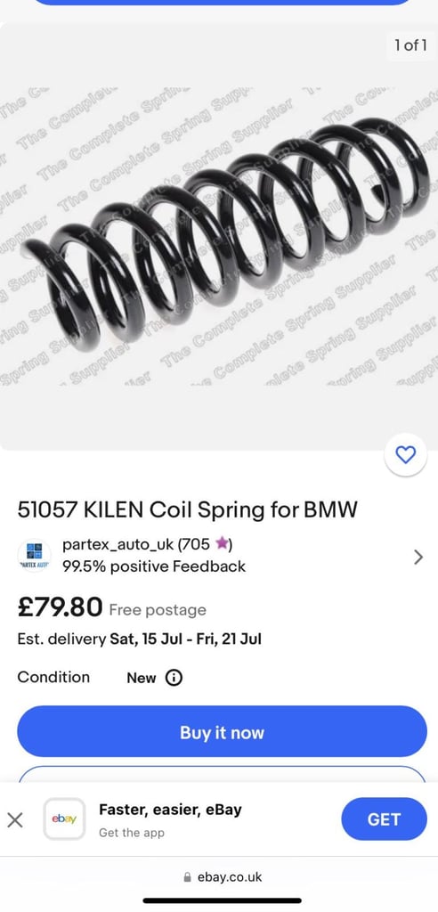 Rear coil springs for BMW M Sport (M-technology)