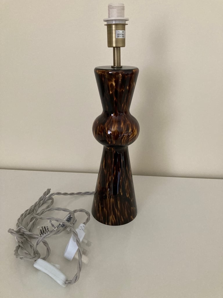 image for John Lewis Table Lamp - Tortoiseshell Glass - Brand New in Box - 2 Available