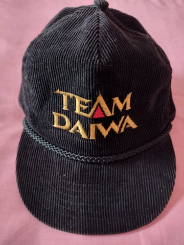 As New but Vintage! 1990s Team Daiwa Black Corduroy Fishing Hat