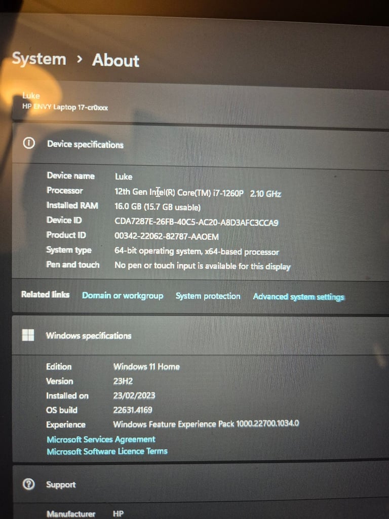 HP ENVY i7 17.3 inch Laptop 12th Gen 1260p 2.10GHz 16GB RAM
