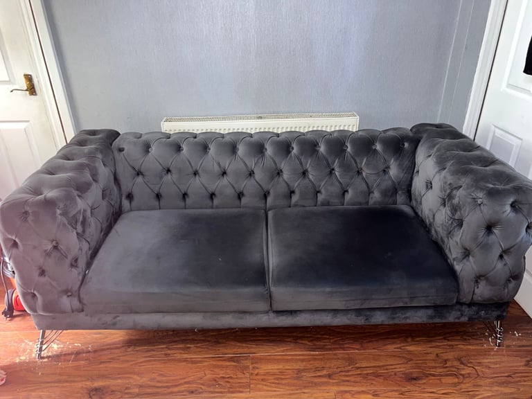 Grey velvet sofas