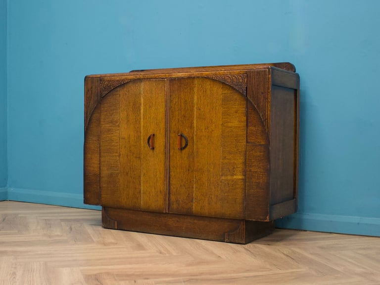 vintage art deco 1940s oak sideboard