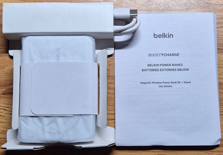 image for Belkin BoostCharge Magnetic Wireless Power Bank 5K + Stand 5k + Stand, White