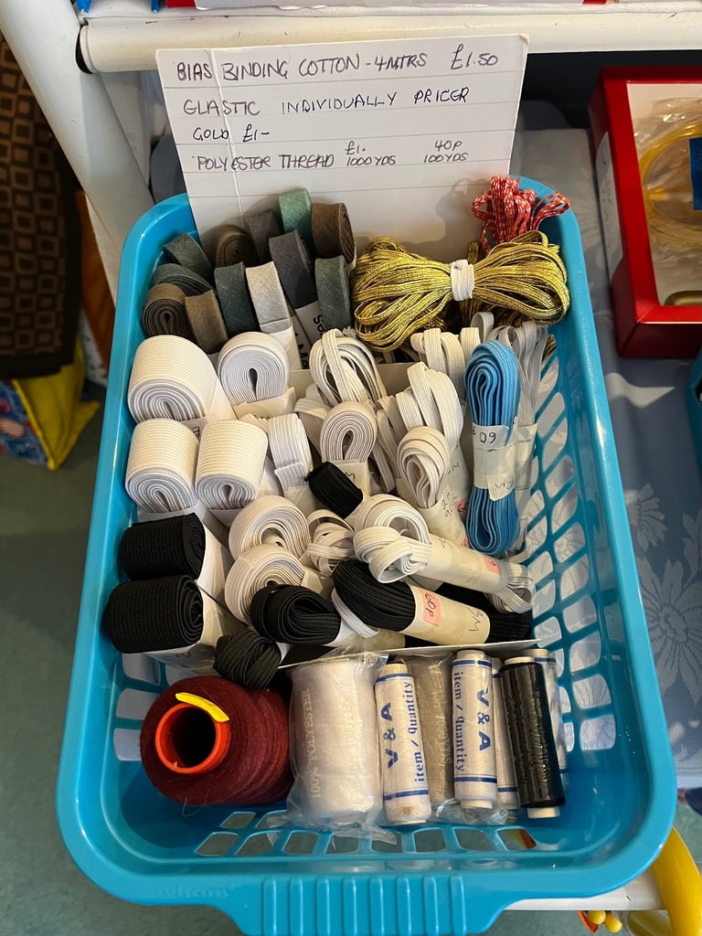 Knitting yarn, haberdashery, buttons