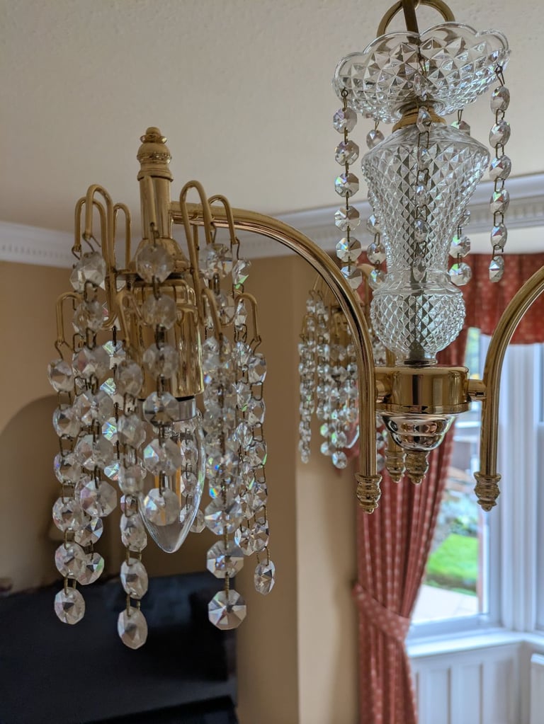 Vintage 3 lamp Crystal Chandelier 