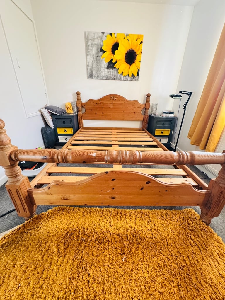 Double Solid Wooden Bed Frame
