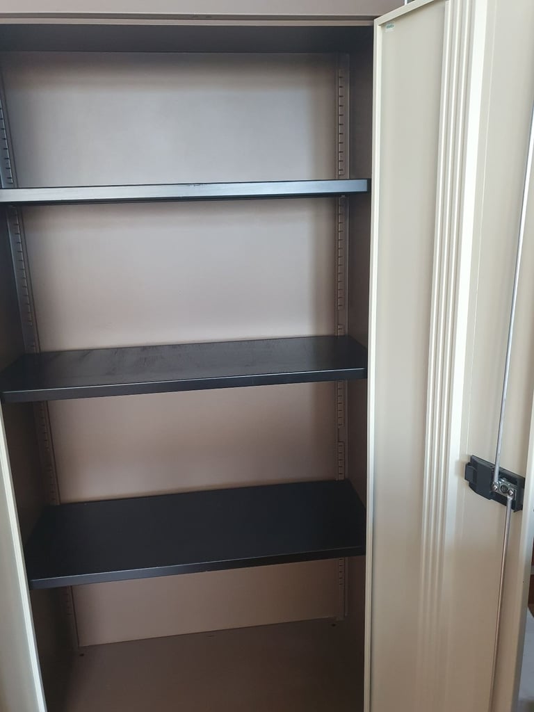 Bisley Steel Double Door Contract Cupboard with 3 Shelves – Coffee Cream