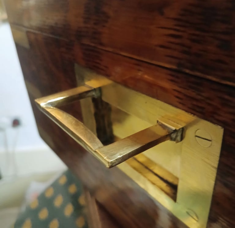 1885 Oak & Brass Bound Military Campaign Officers Document Case